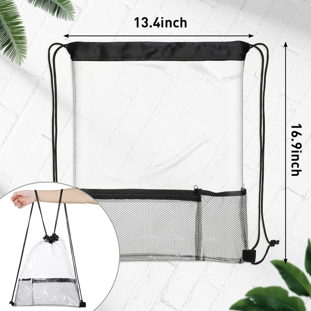 Riakrum 20 Pack Clear Drawstring Bags Bulk Stadium One Size, Transparent