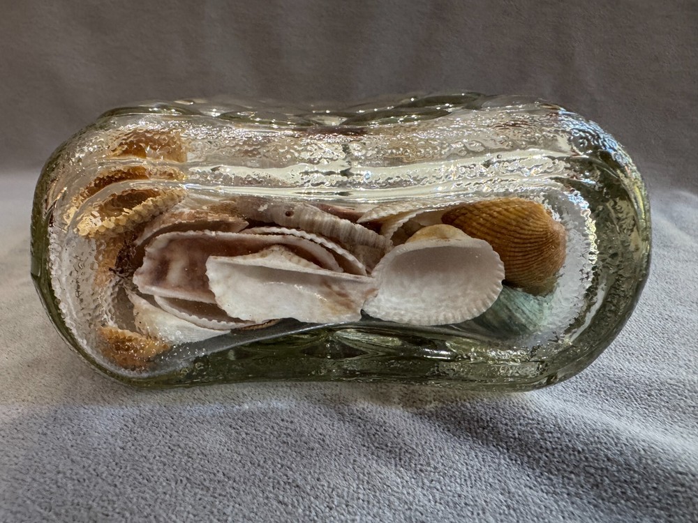 Shell Filled Bubble Textured Surface Jar with Lid