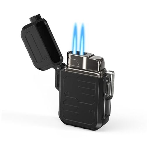 TOPAKY Torch Lighter, Waterproof Windproof Dual Flame Butane Lighter,