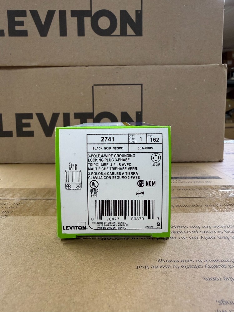 Leviton 2741 Locking Plug 600V NEMA L17-30P