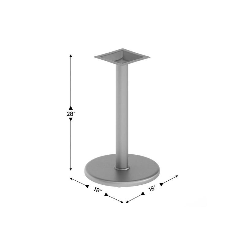 18'' Round Restaurant Table Base with 3'' Dia. Table Height Column in Silver