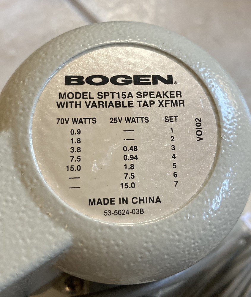 4 - Bogen Loud Speakers Model SPT15A with Variable Tap XFMR