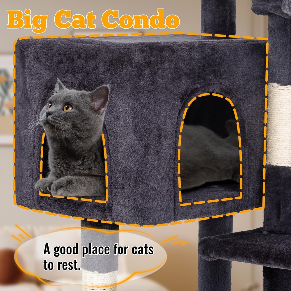 Multi Level Cat Tree Indoor Cat Tower with Scratching Posts