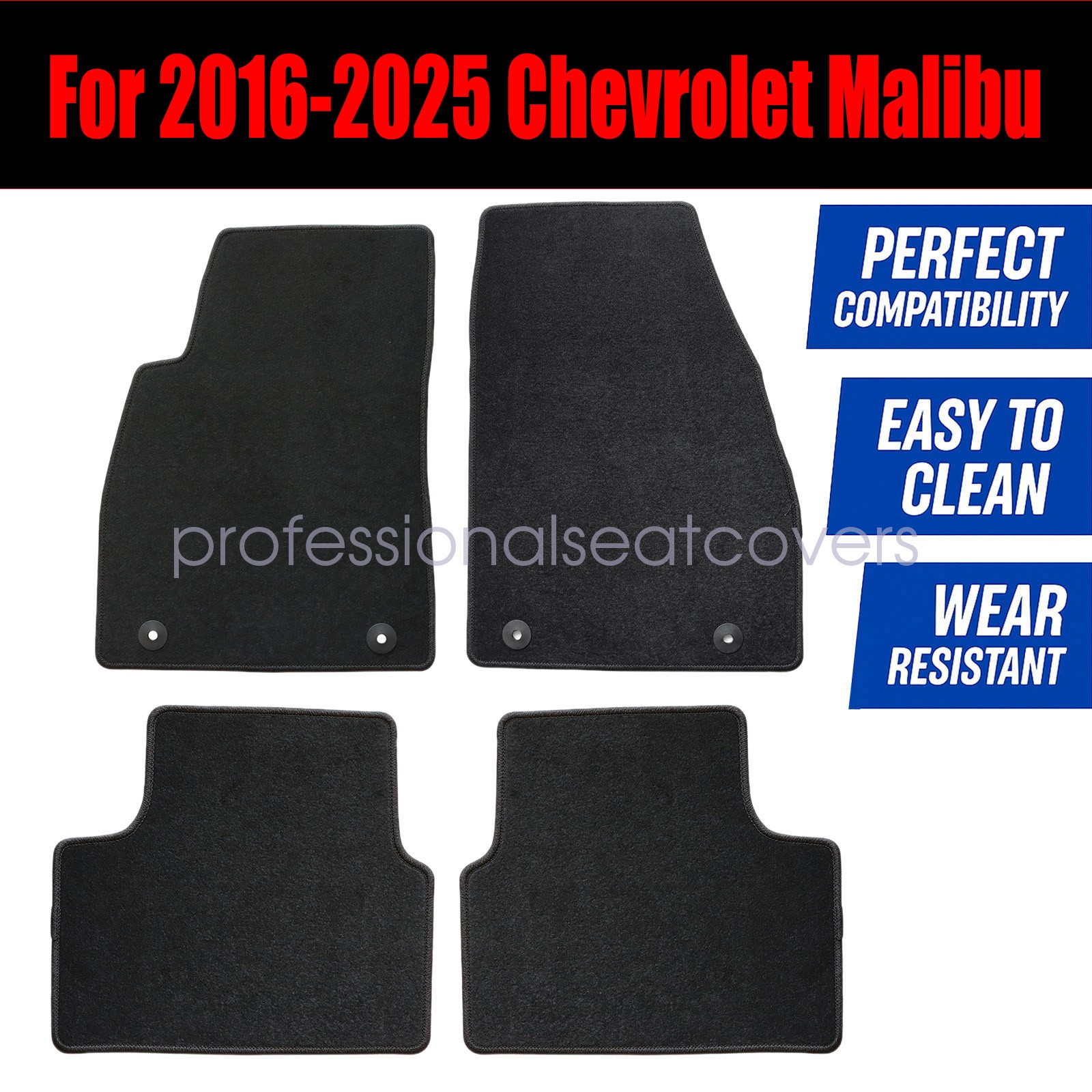 Floor Mats Fits 2016 2017 2018 2019 2020 2021 2022 2023 2024 Chevy Malibu Velour
