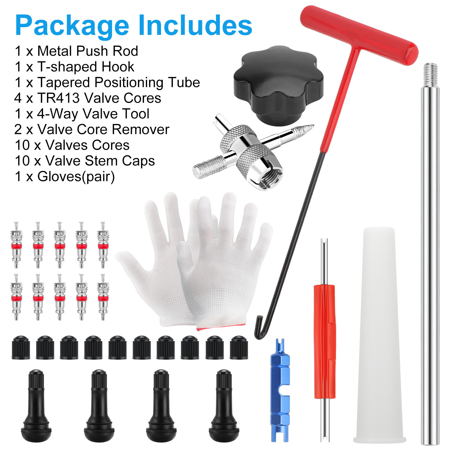 Tire Valve Stem Core Quickly Replacement Tool Kit TR413 Valve Core Cap