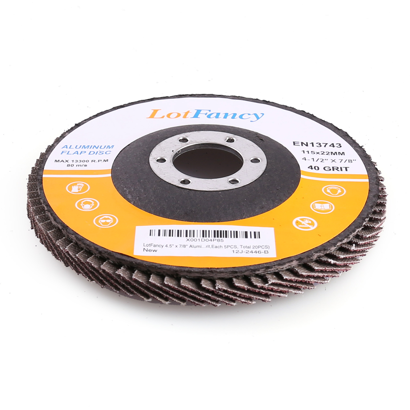 20x 4.5" 4-1/2 Flap Discs 40 60 80 120 Grit Sanding Grinding Wheels Assorted T27