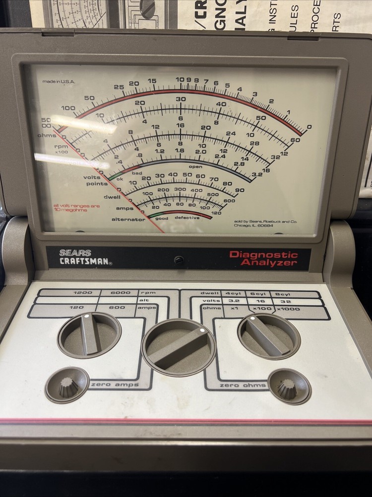 SEARS CRAFTSMAN DIAGNOSTIC ANALYZER W/ ORIGINAL CASE-CABLES & MANUAL-NOT TESTED