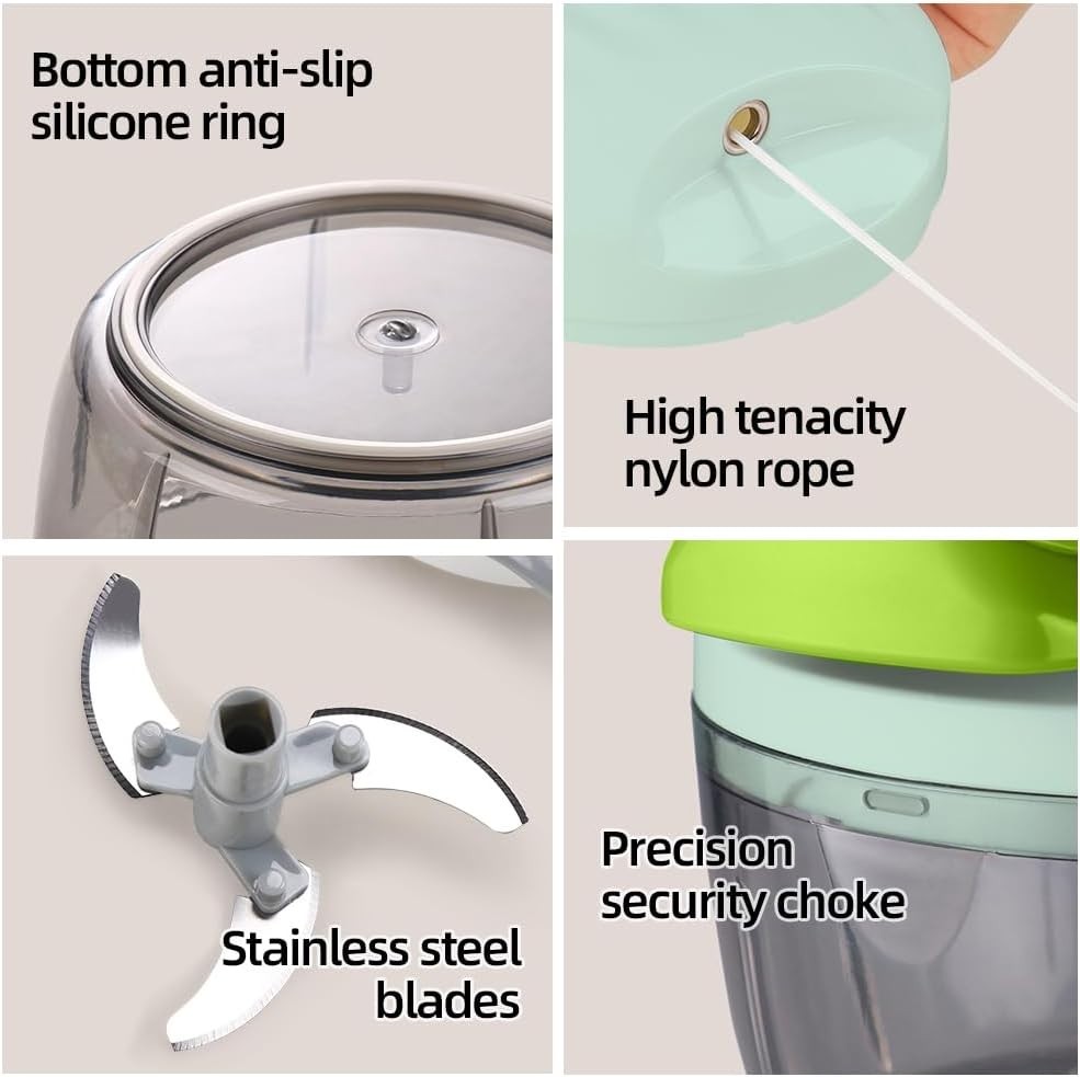 Manual Food Processor Vegetable Chopper 2.3 Cup Small Mini Hand Pull String Onio