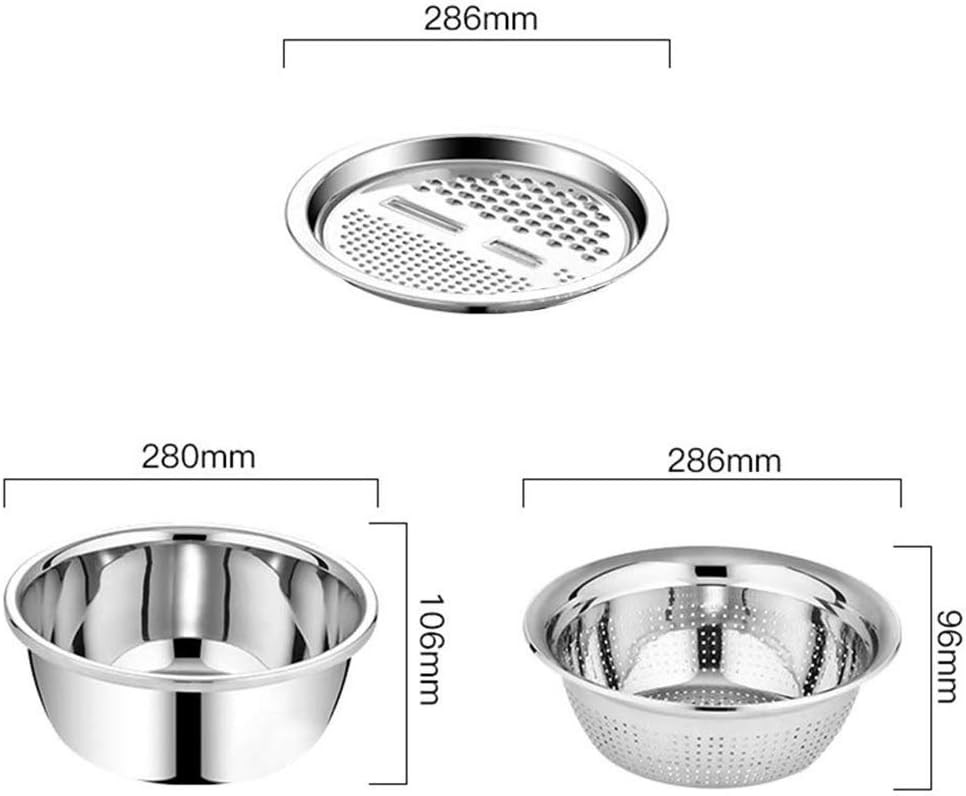 Multi-Function Stainless Steel Colander Set with Grater & Drain Basket, 3 PCs