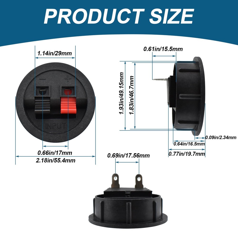 UBANU Speaker Box Terminal Cup, 2 Pack Round Spring Subwoofer -2.18IN