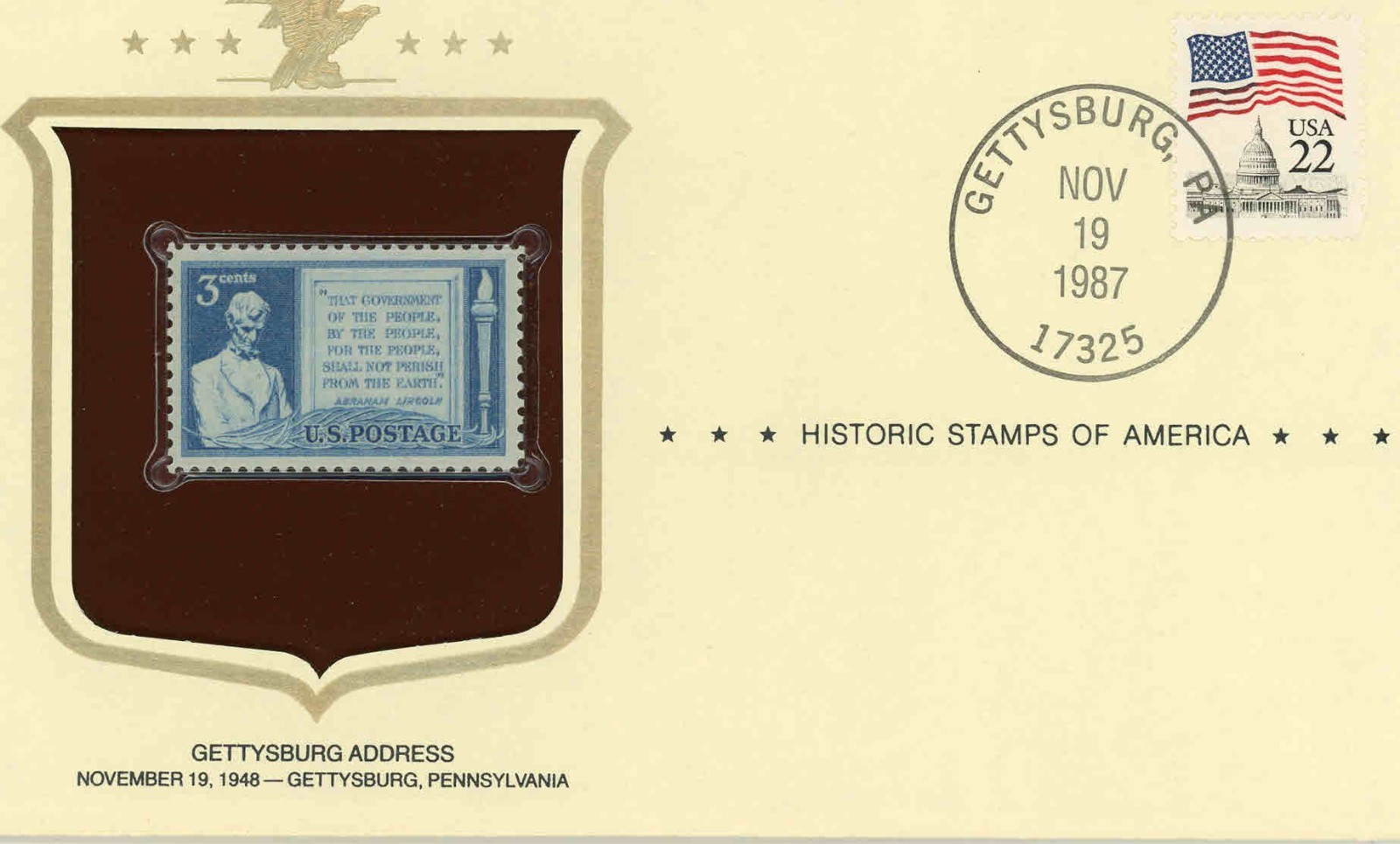 Historic Stamps of America: Gettysburg Address #978 - free shipping