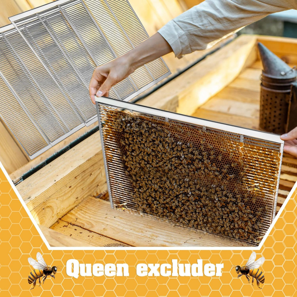 Metal Queen Bee Excluder Set for 10 Frame Hive, 4 Pcs Beekeeping Tools
