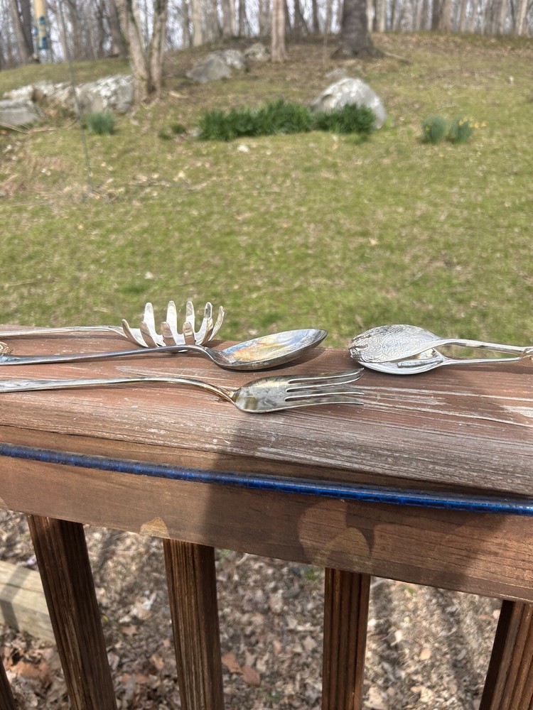 Studio Silver plated 3 Pc Jumbo Server / Cake Tongs 8”