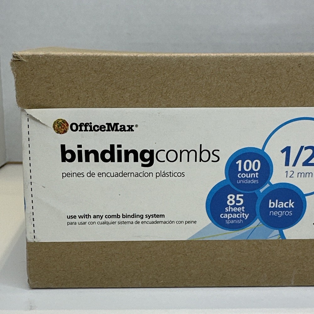 OfficeMax Binding Combs Spines 1/2” Black 85 Sheet Capacity 100 Count 19 Ring