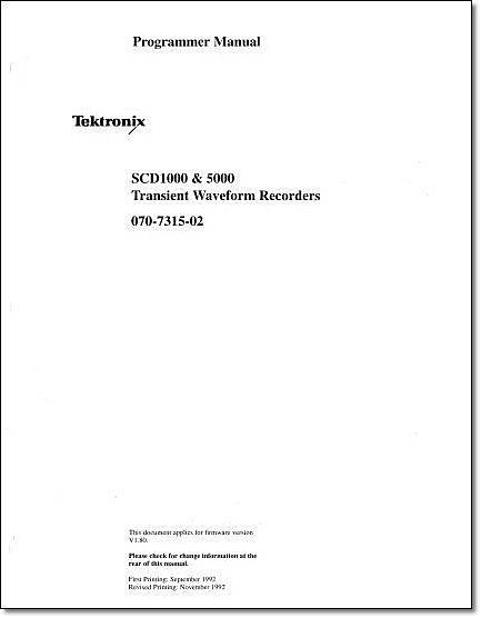 Tektronix SCD1000/SCD5000 Programmer Manual: Comb Bound & Protective Covers