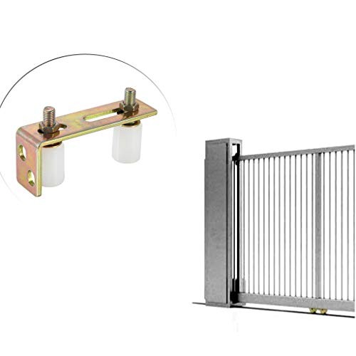 Slide Gate Guide Roller with L Post Bracket, Adjustable Dual Nylon Rollers