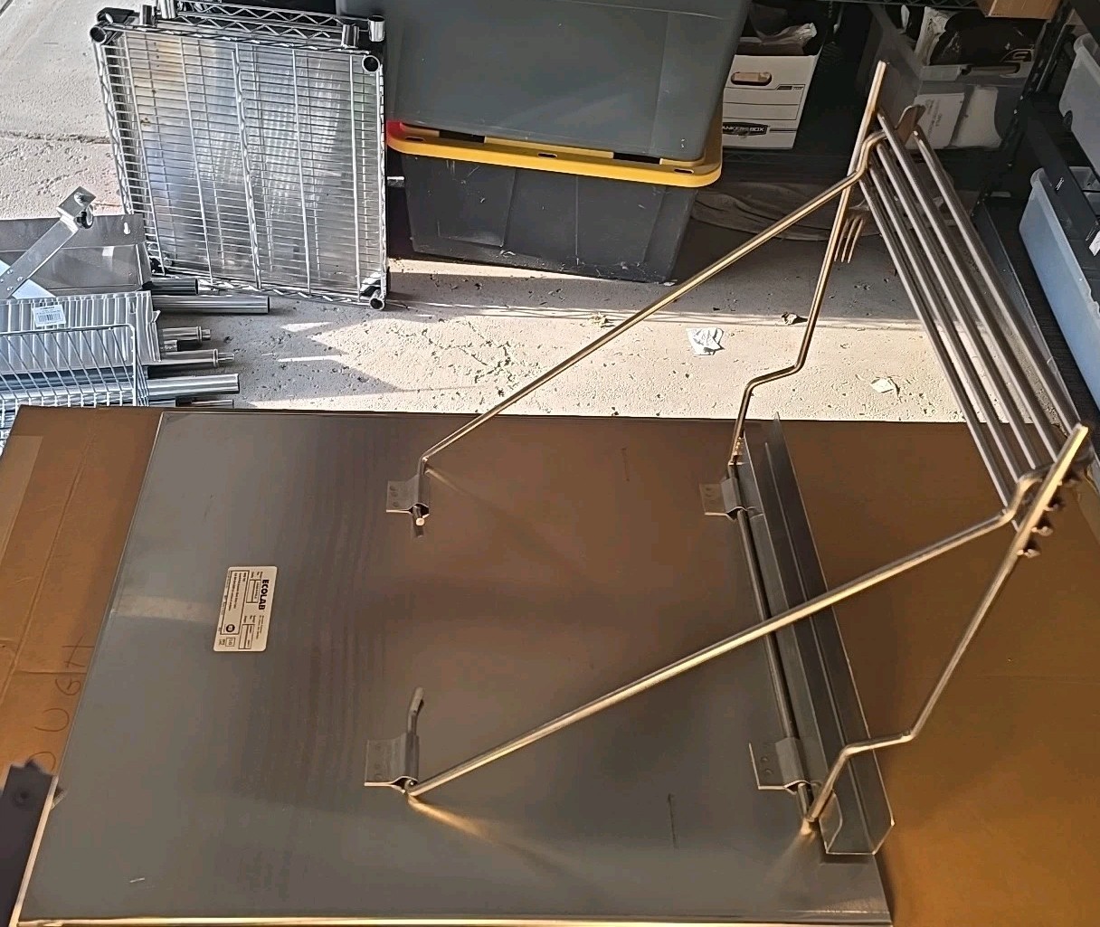 ECOLAB LOAD-N-FOLD 21" X 25" Stainless Steel Fold Down Wall Table Made in U.S.A.