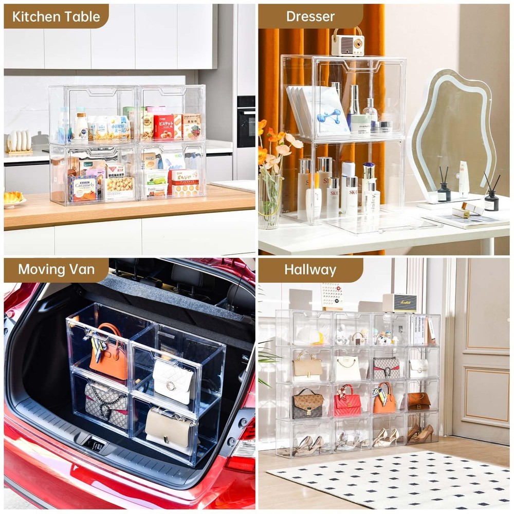 Stackable Storage Bins,Clear Acrylic Display Case, Acrylic Boxes with Lids, S...