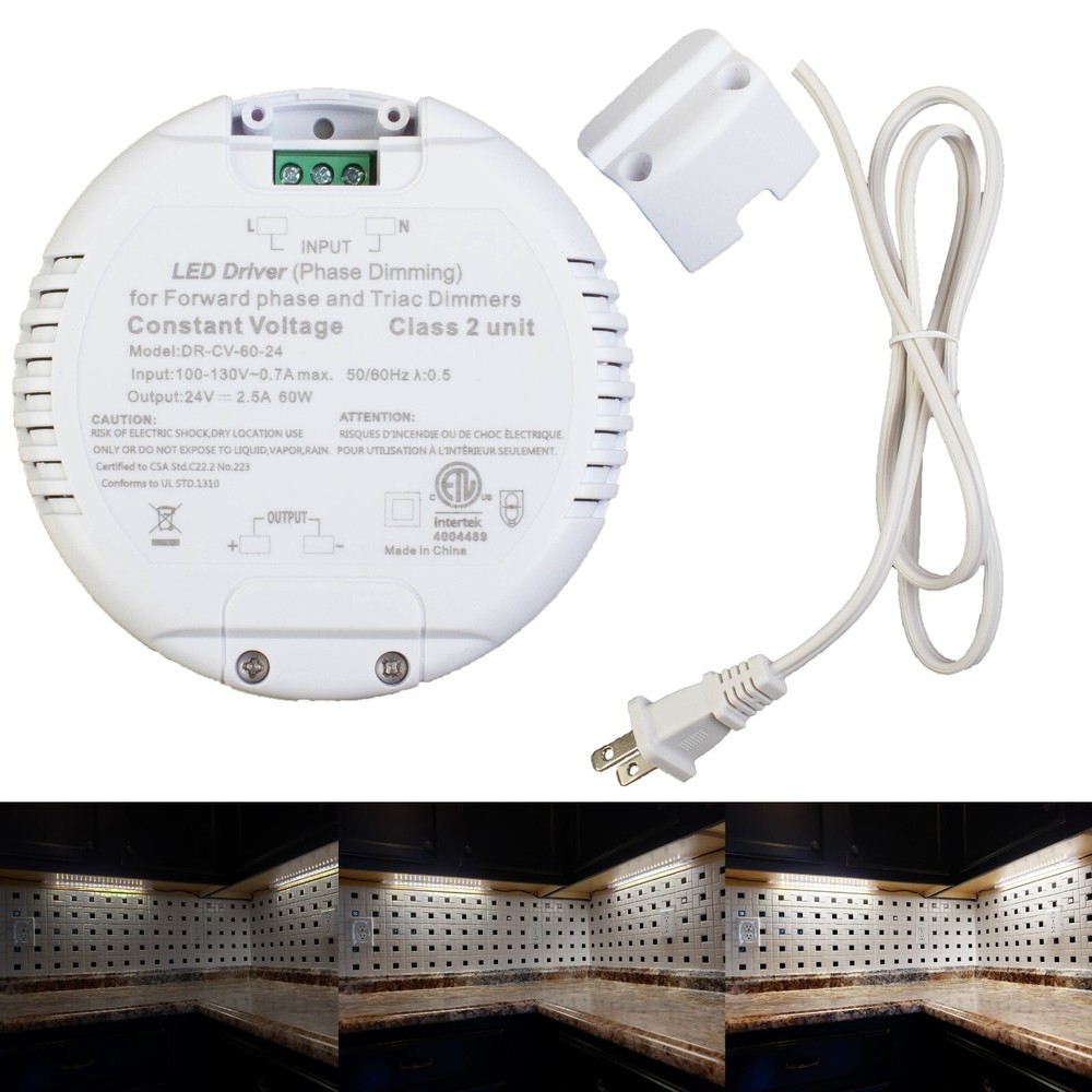 24v 60w Dimmable Power Driver Round shape Triac Class 2 fit Junction box