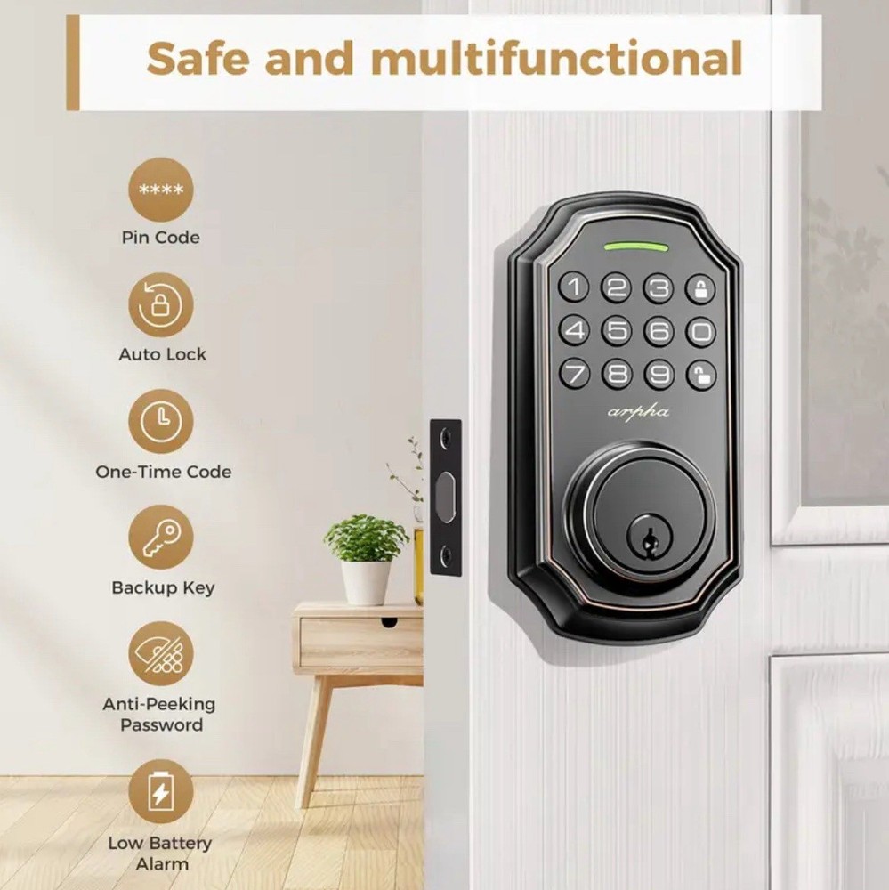 Arpha Smart Keyless Entry Door Lock - 100 Code Anti-Peek Combination