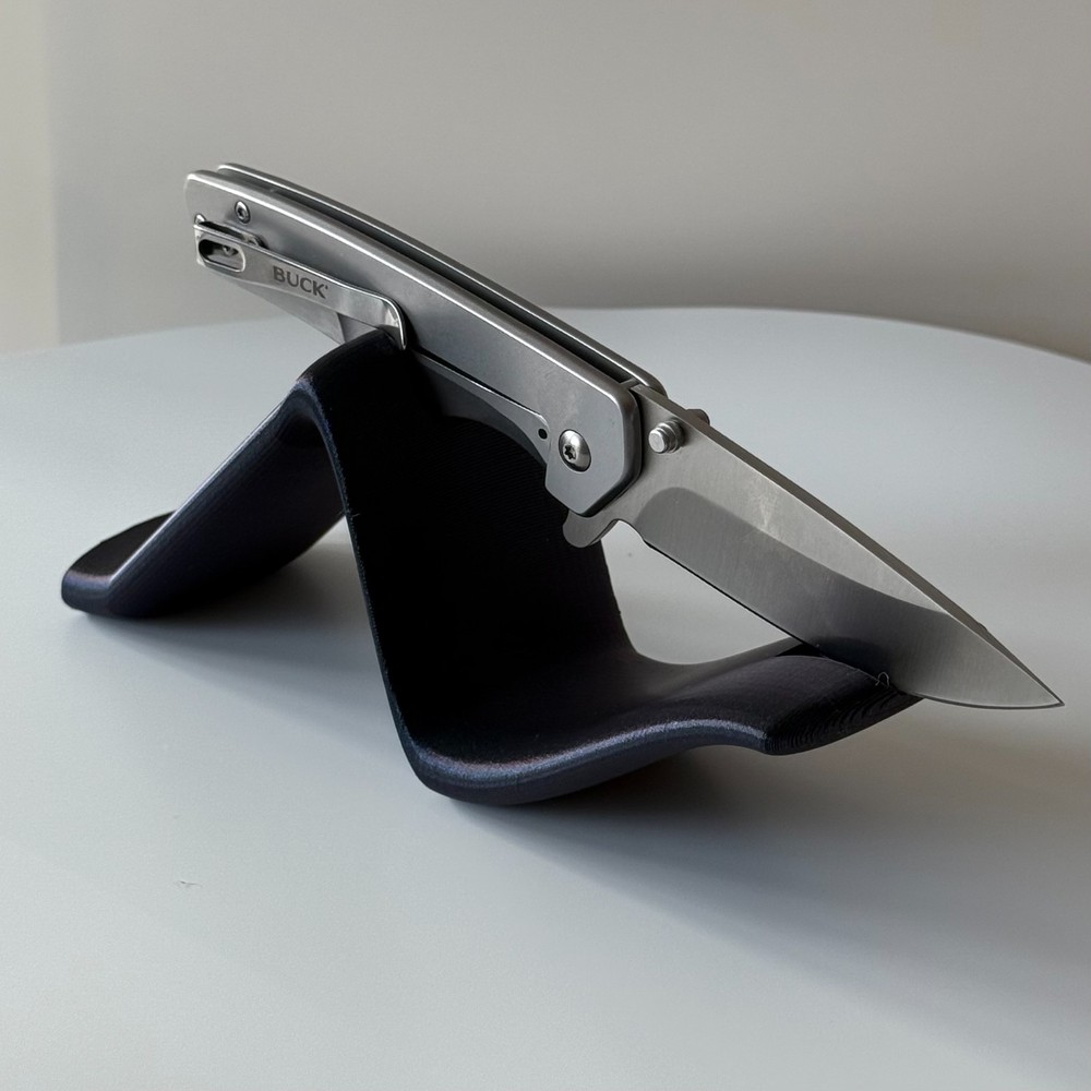 3D Printed Wave Knife Stand - EDC Knife Display Holder - Dark Magic PLA
