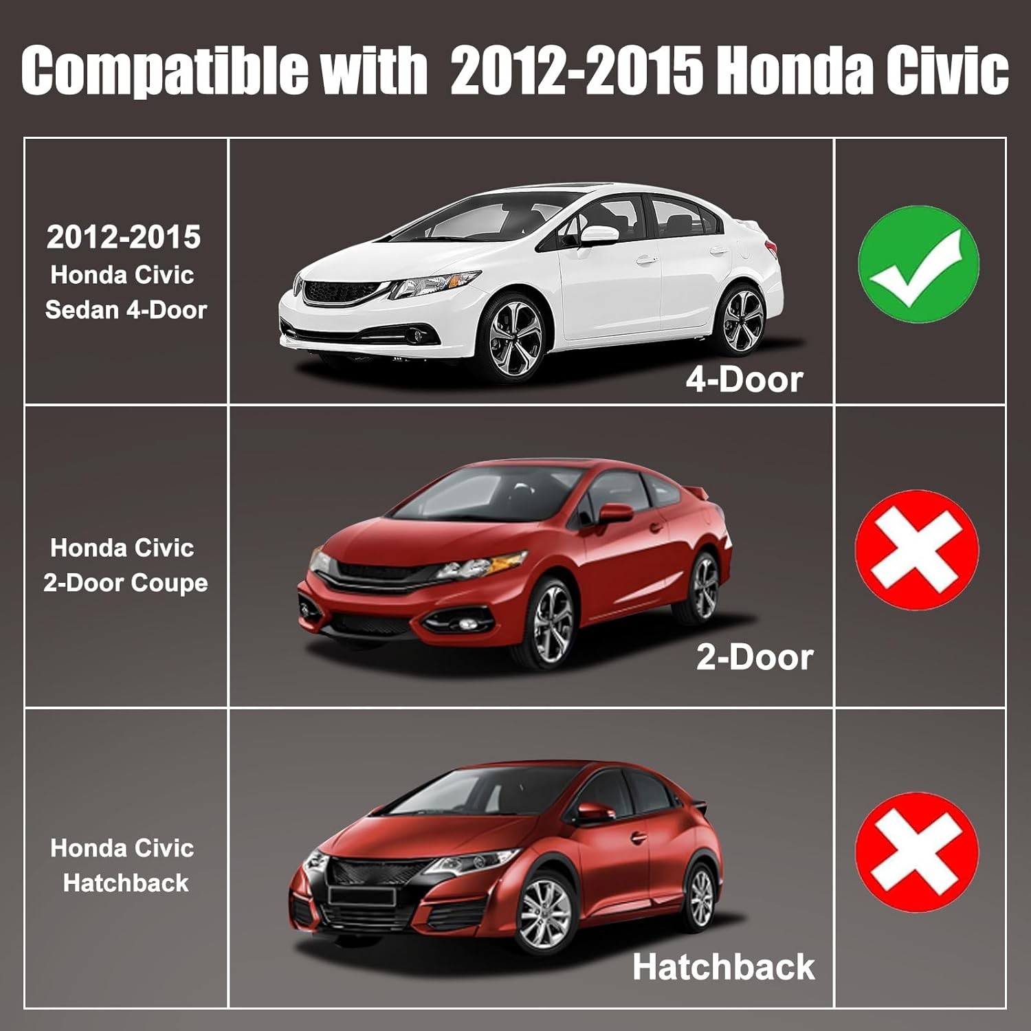 2X For Honda Civic 2012-2015 Black Roof Top Molding Trim Drip Sealing Strip Kit