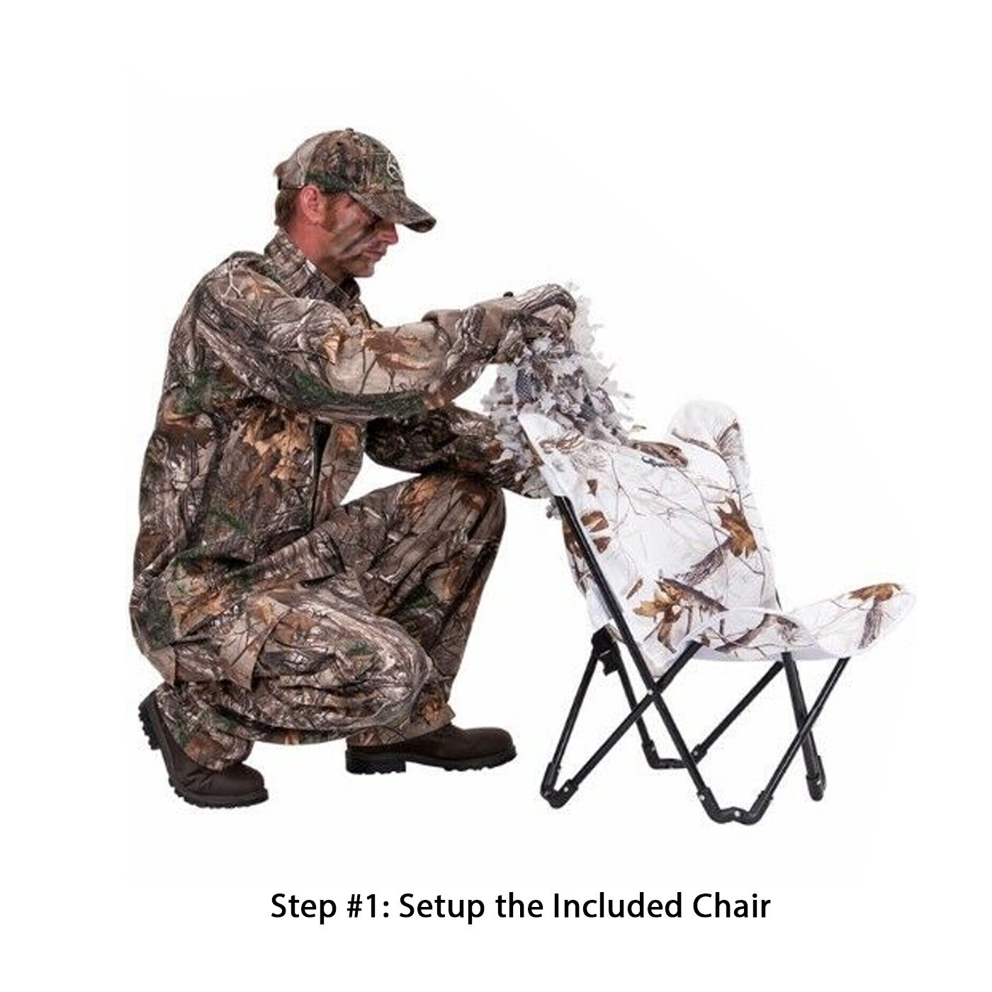 Snow Hunter Realtree APS 3-D Chair + Cover Ground Blind System Hunting Deer Duck