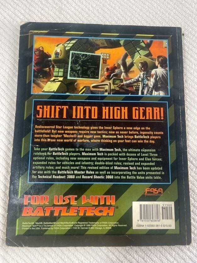 Battletech Maximum Tech Revised version Advanced rulebook
