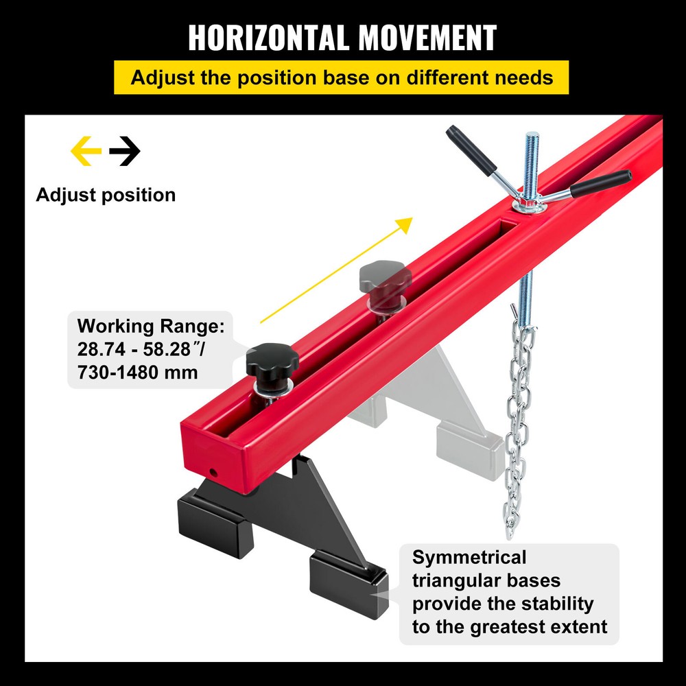 VEVOR Engine Support Bar Engine Load Leveler 1100 Lbs Transmission w/ Dual Hook