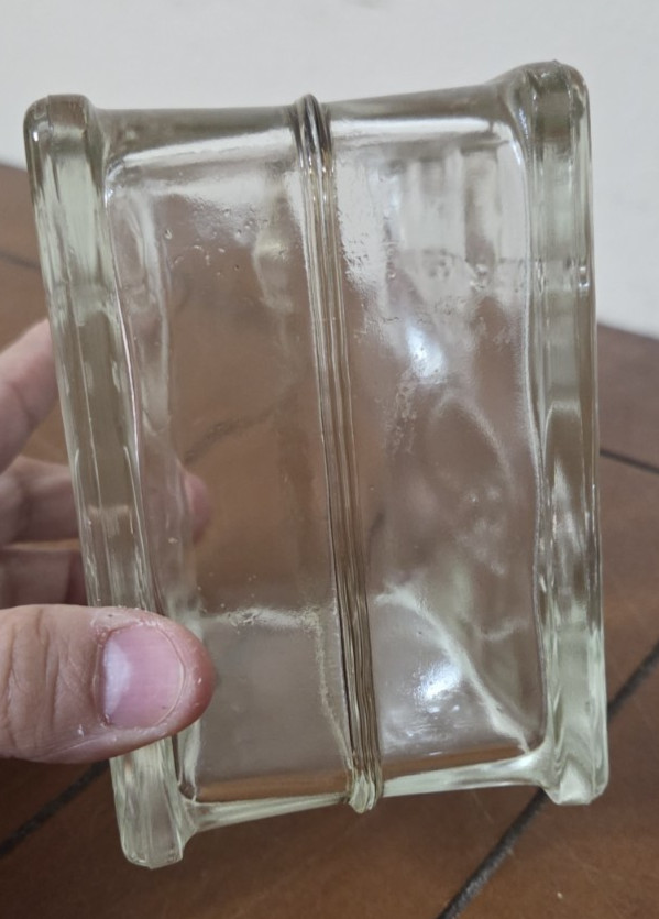 VINTAGE ADVERTISING GLASS BLOCK ESSO GAS OIL CO SAVINGS BANK COLLECTIBLE