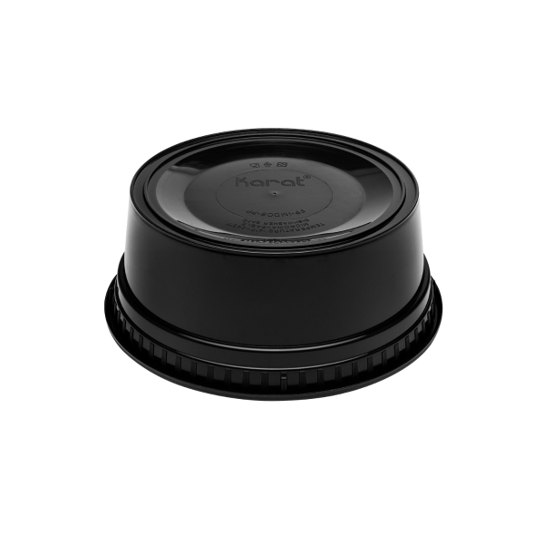 Karat 8 oz Black PP Injection Molded Round Deli Containers with Lids - 240 Sets