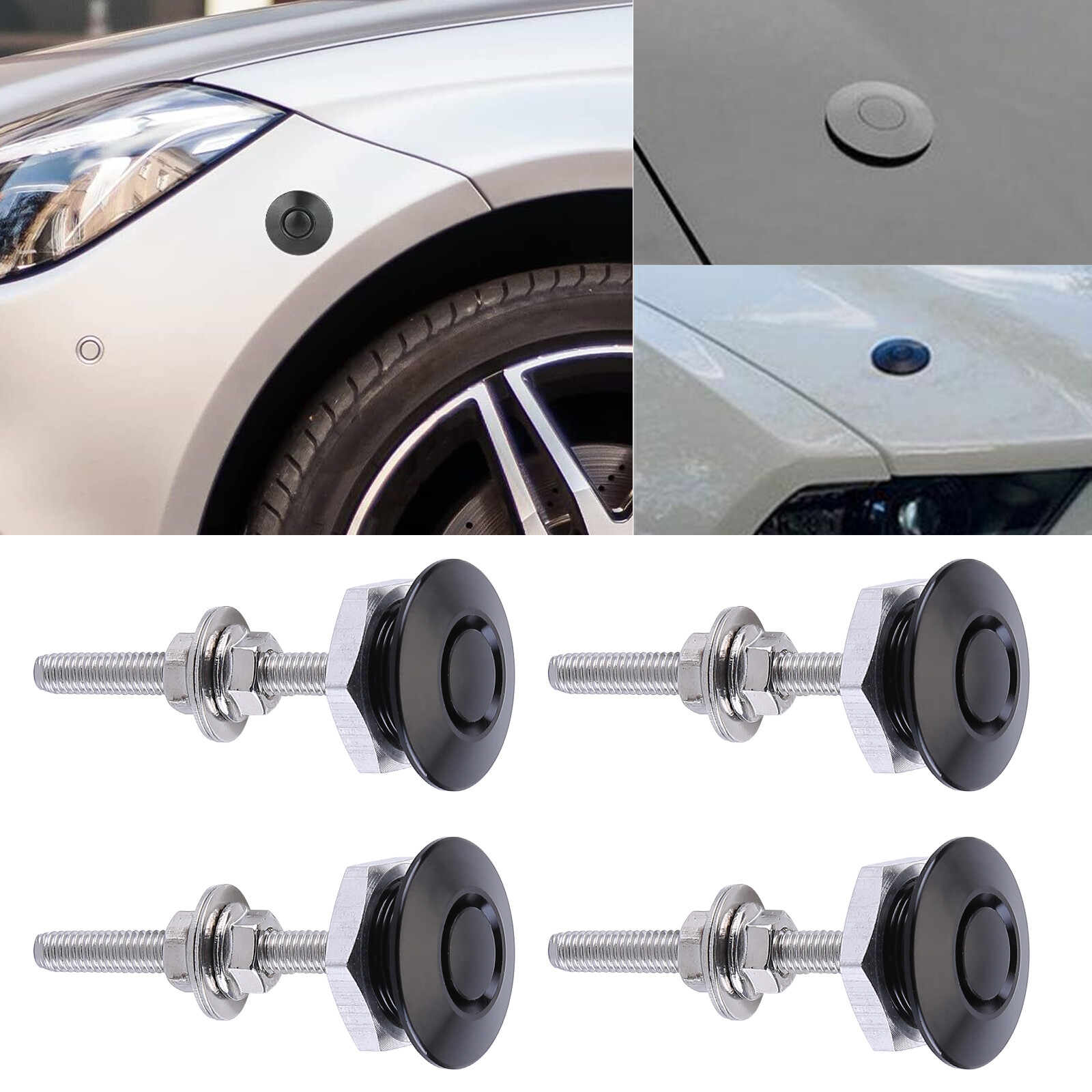 4PCS Aluminum Bumper Quick Release Fasteners Kit For Car Trunk Fender Hatch Lid