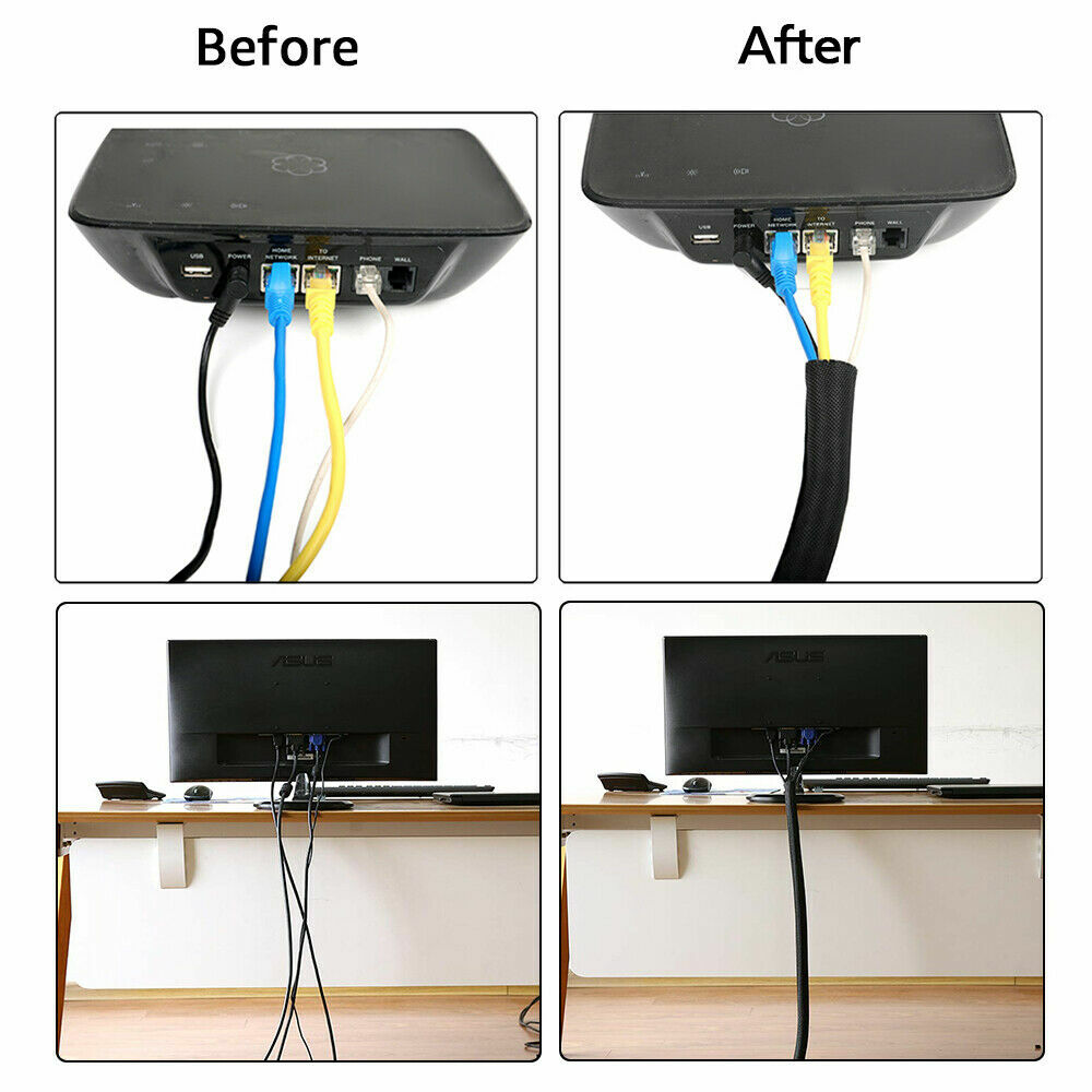 Braided Wire Loom Cord Protector Cable Management Auto Wiring Sleeve Sheathing