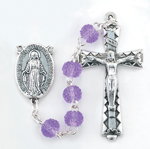 Light Amethyst Rosary June Birthstone with Two Free Holy Cards and Pouch