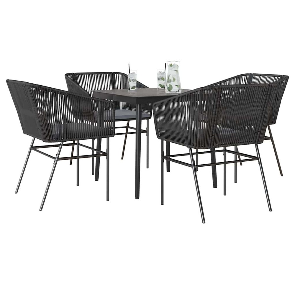 Garden Dining Set Black, Dark Grey