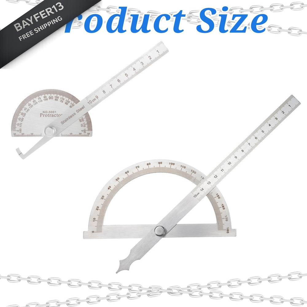 2Pcs Stainless Steel Angle Protractor, 0-180° Round Head Protractor 0-180...