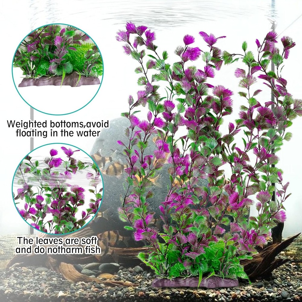 Hamiledyi Aquarium Plastic Plants Decor Artificial Fish Tank B