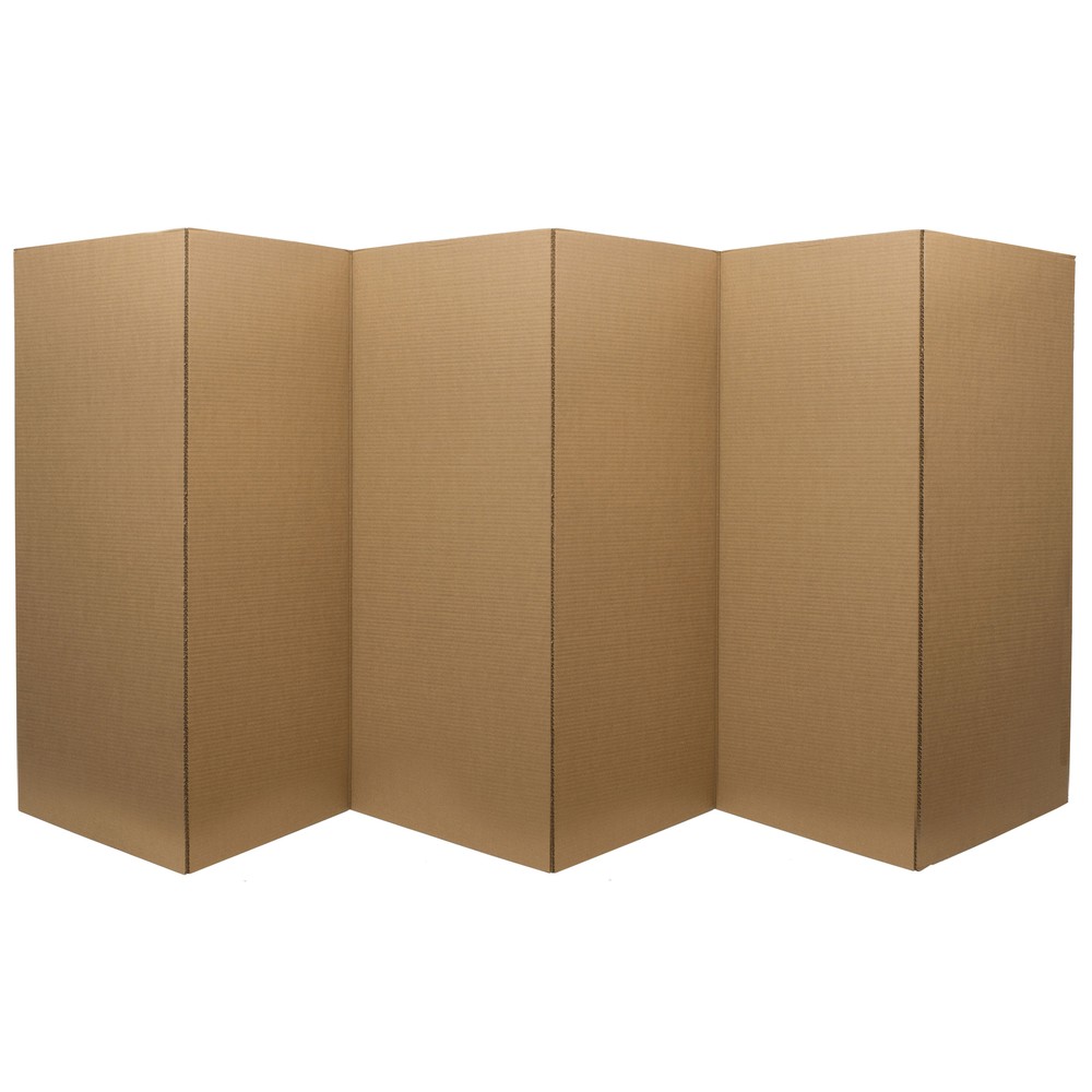 3 ft. Short Brown Temporary Cardboard Folding Screen - 6 Panels