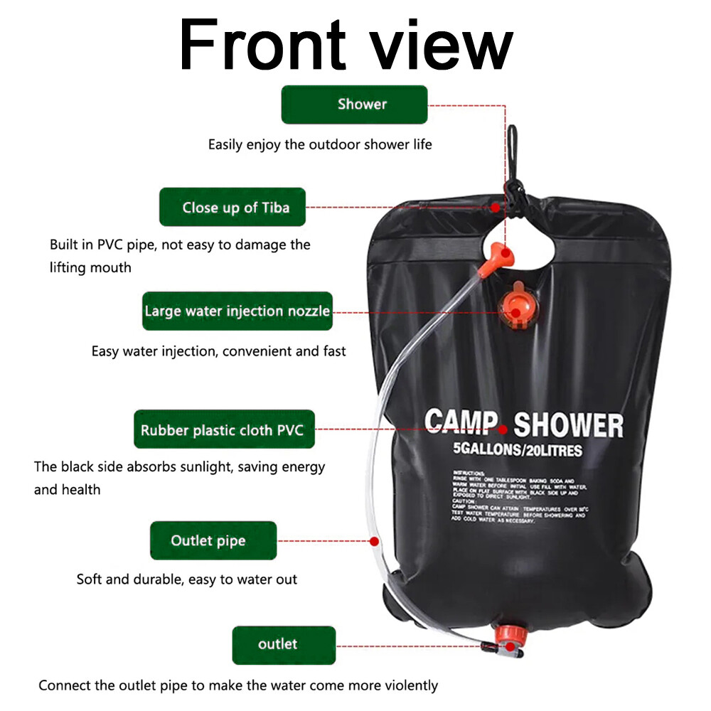 20L Water Bags Outdoor Camping Shower Bag Solar Heating Portable Folding Hiking