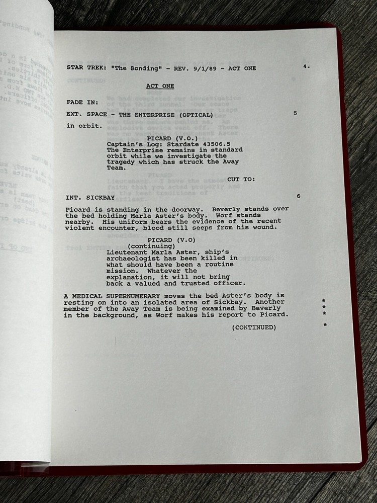 STAR TREK Script The Next Generation The Bonding Revised Final Draft Aug 23 1989