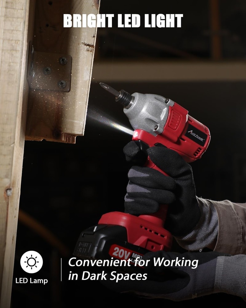 Impact Driver Kit, 250N.m. 20V Brushless Impact Driver Set, 2 Variable Speeds...