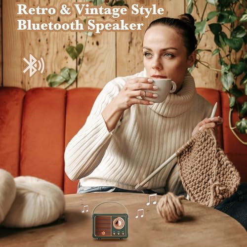 Retro Bluetooth Speaker, Wireless Mini Portable Speakers Support USB/TF Green