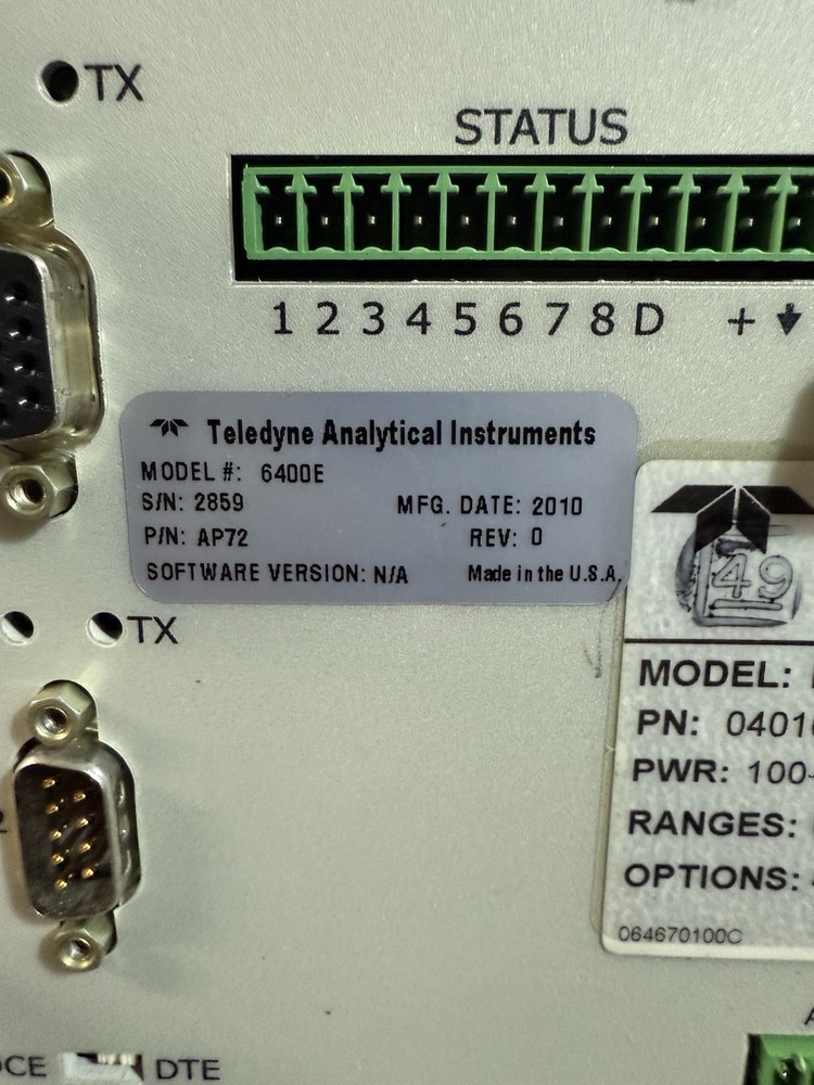 Teledyne Instruments SO2 Analyzer Model 6400E Powers On Untested