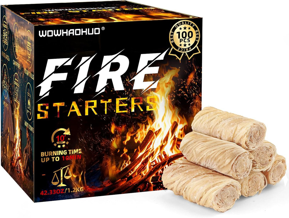 100Pcs Fire Starters for Fireplace,Grill & Bbq,Campfires, Camping, Survival Kit,