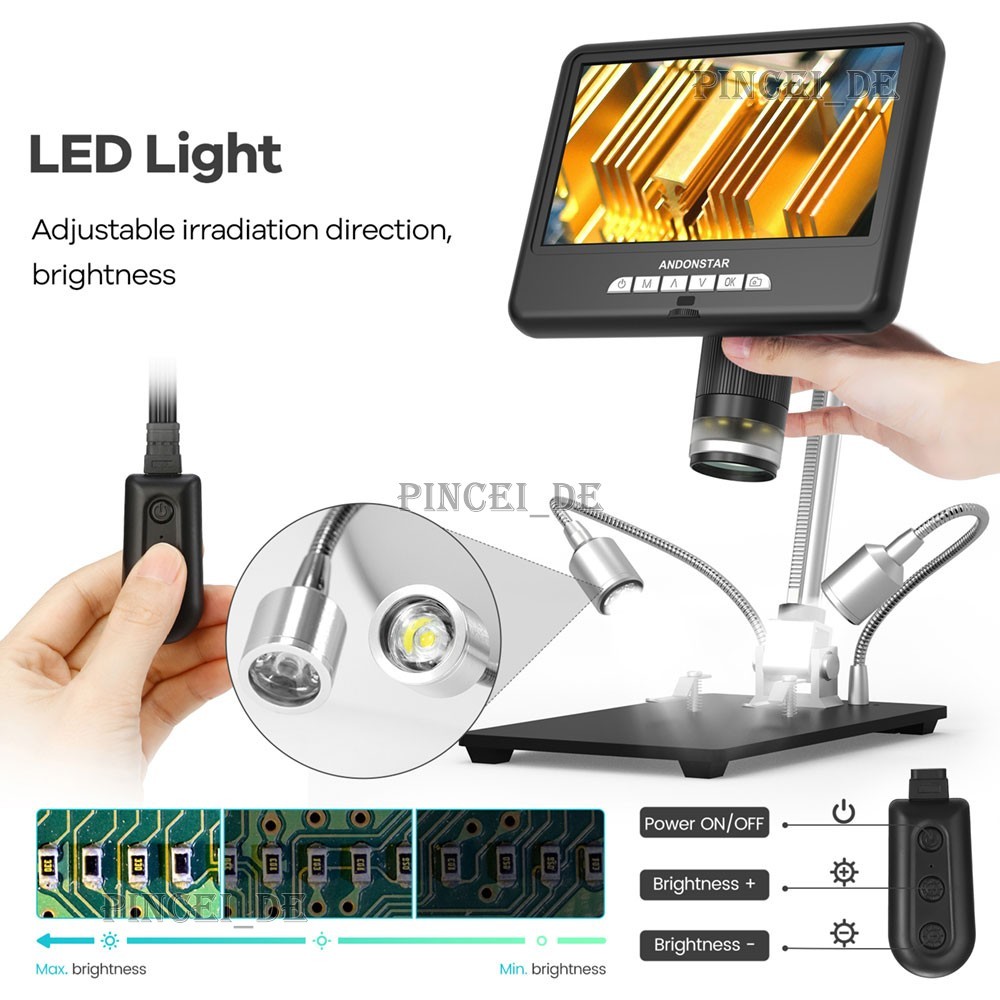 Andonstar AD207S 7-inch UHD Screen Digital Microscope for Electronics Soldering
