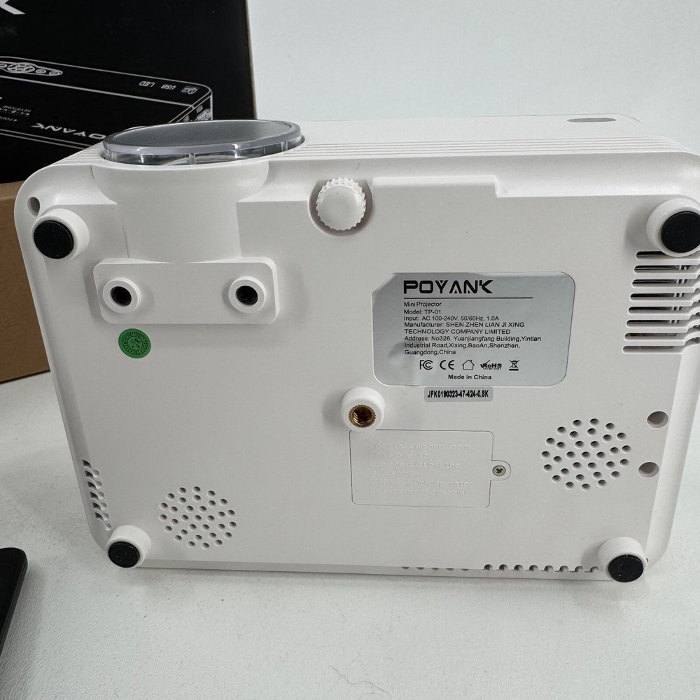 Poyank Model TP-01 White Wireless Mini Projector with Remote - NEW OPEN BOX