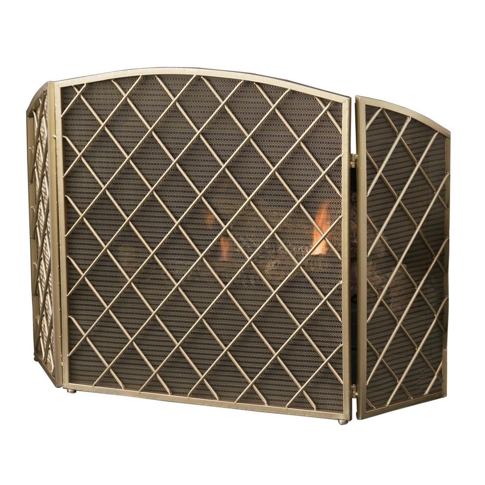Modern 3 Panel Iron Mesh Fireplace Screen