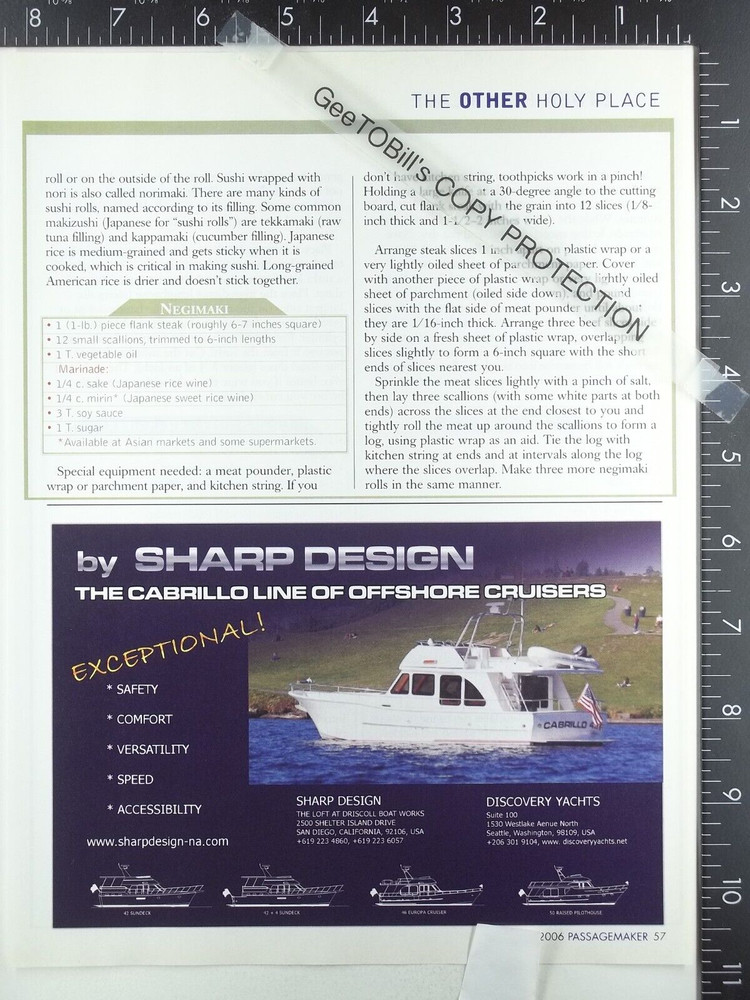 2006 ADVERTISING for Sharp Design Cabrillo 42 46 50 boat