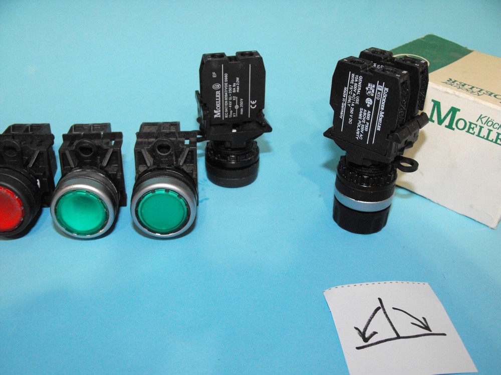 KLOCKNER MOELLER A22-RLTR-GN+A22-RLTR-RT.Pushbutton Switch.(LOT9PCS).USED