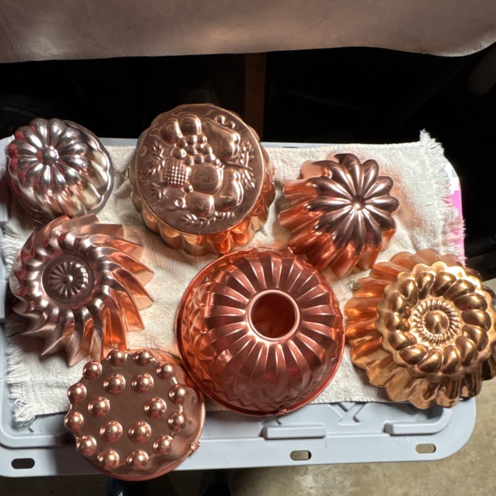 Metal Fluted Cake Pans Set Copper Silver Seven-Piece Assorted Designs